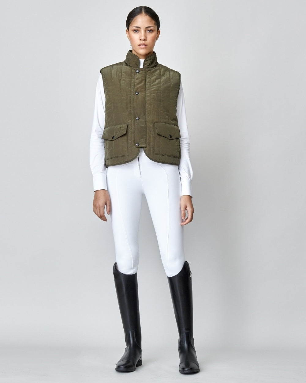 Quilted Riding Vest in Green