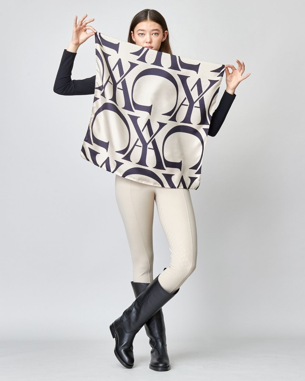Monogram Silk Scarf in Tan