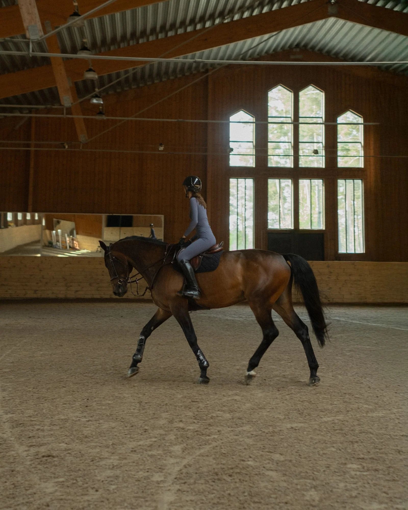 Compression Pull-On Riding Breeches in Slate Blue