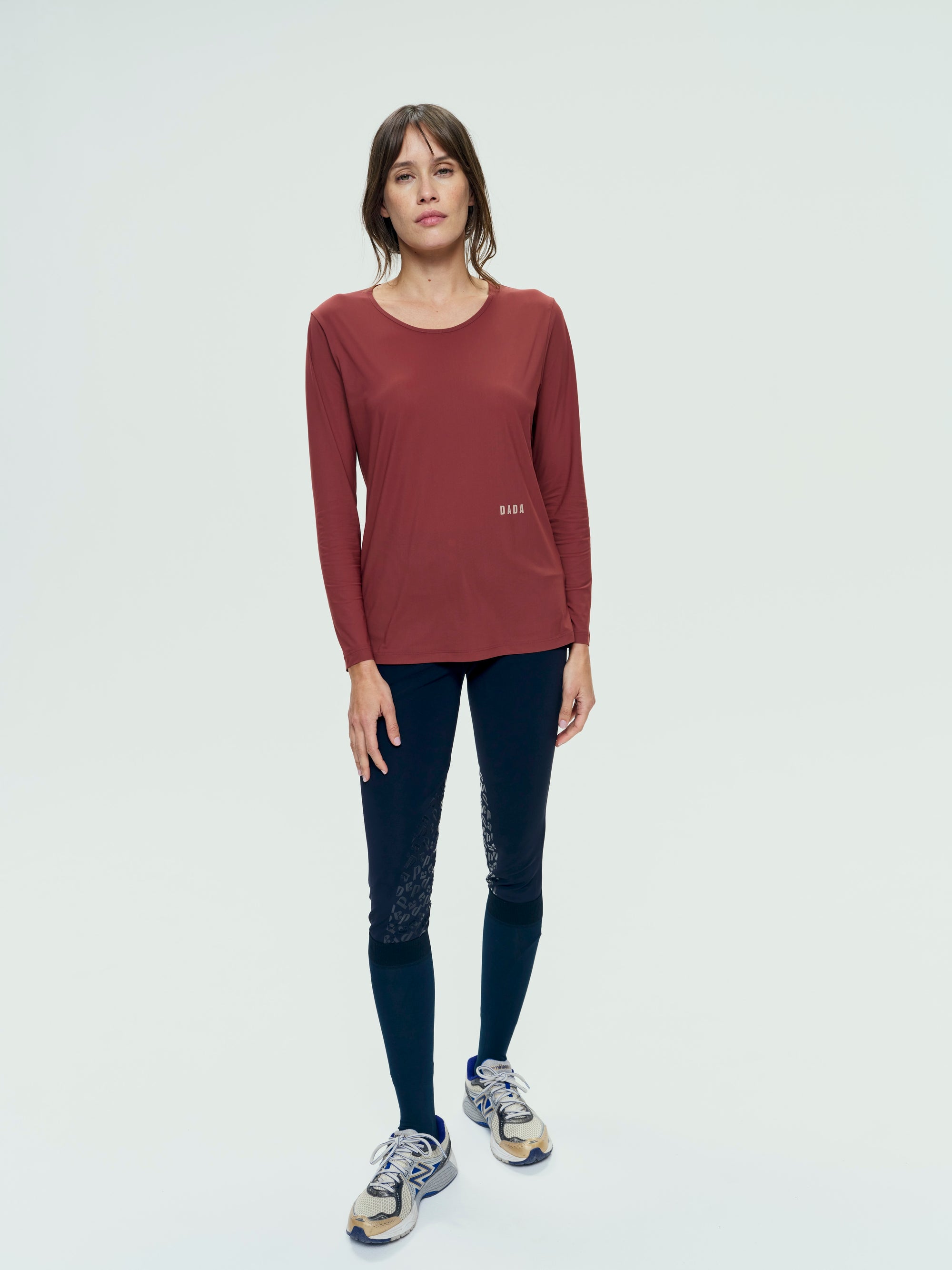 Betty Long Sleeve Technical Top in Burnt Red