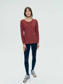 Betty Long Sleeve Technical Top in Burnt Red