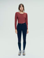 Betty Long Sleeve Technical Top in Burnt Red