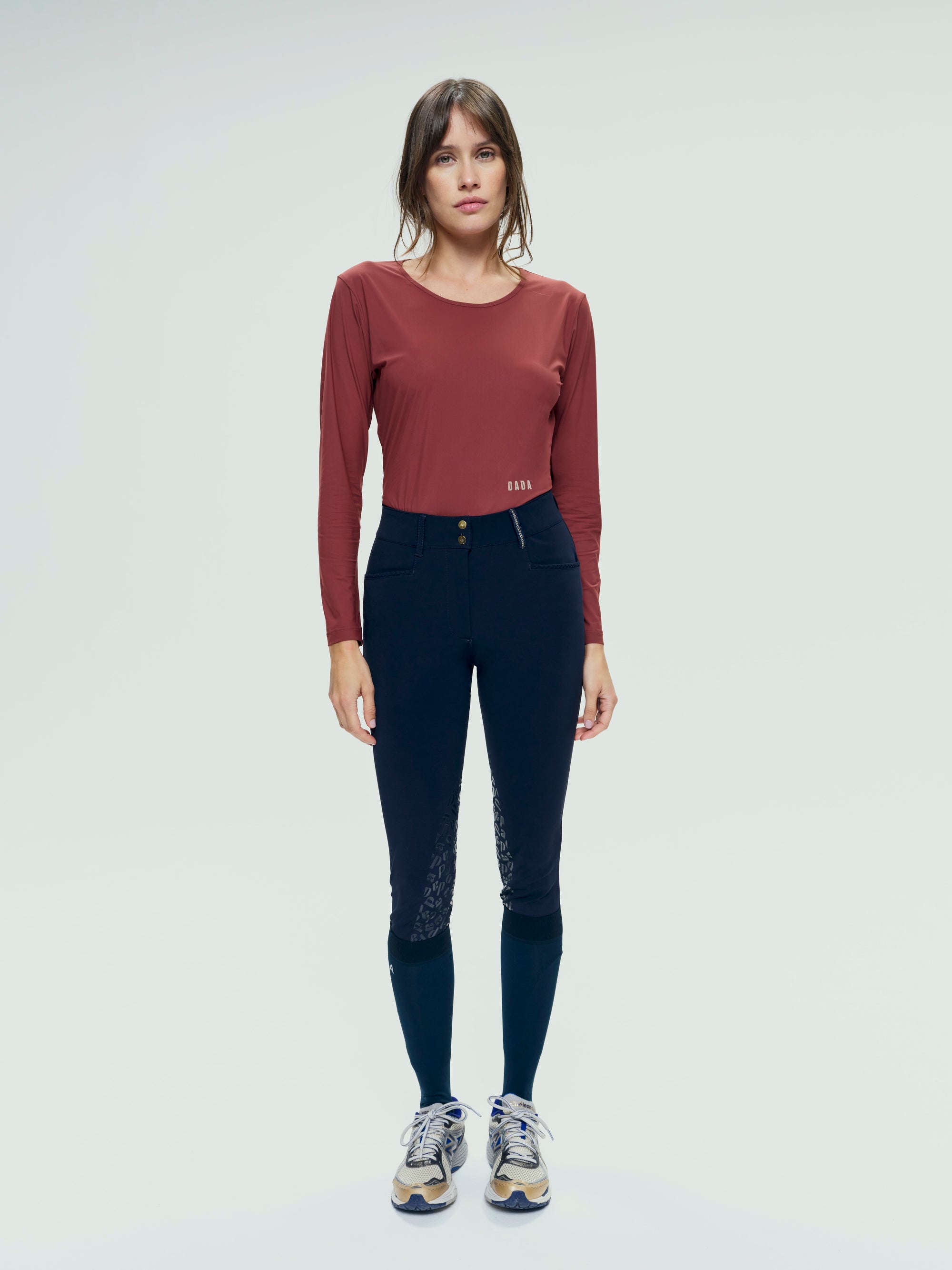 Betty Long Sleeve Technical Top in Burnt Red