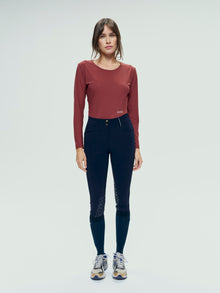 Betty Long Sleeve Technical Top in Burnt Red