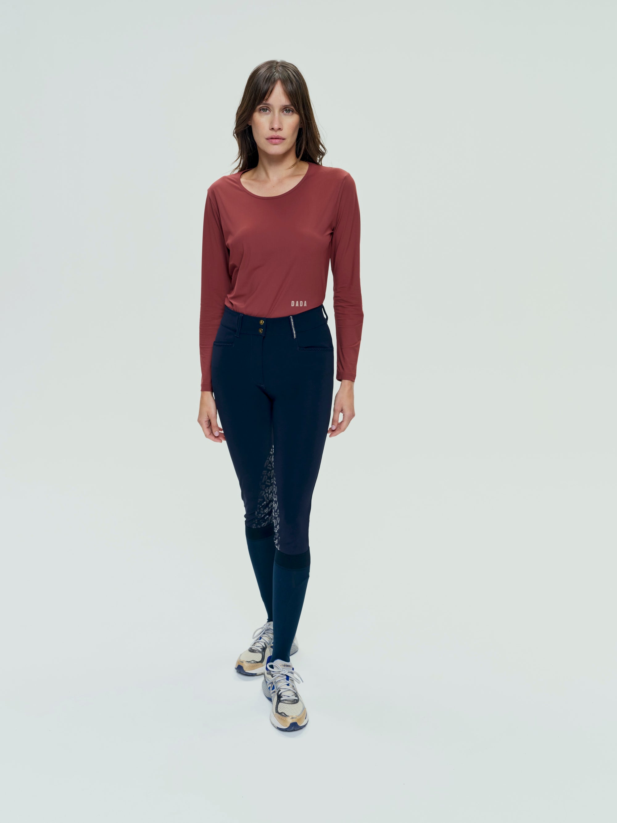 Betty Long Sleeve Technical Top in Burnt Red