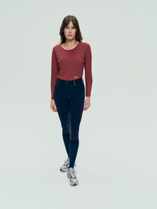 Betty Long Sleeve Technical Top in Burnt Red