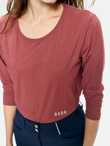 Betty Long Sleeve Technical Top in Burnt Red