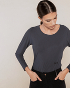 Betty Long Sleeve Technical Top in Dark Grey
