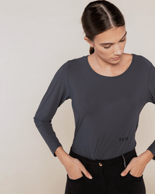 Betty Long Sleeve Technical Top in Dark Grey