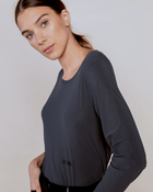 Betty Long Sleeve Technical Top in Dark Grey