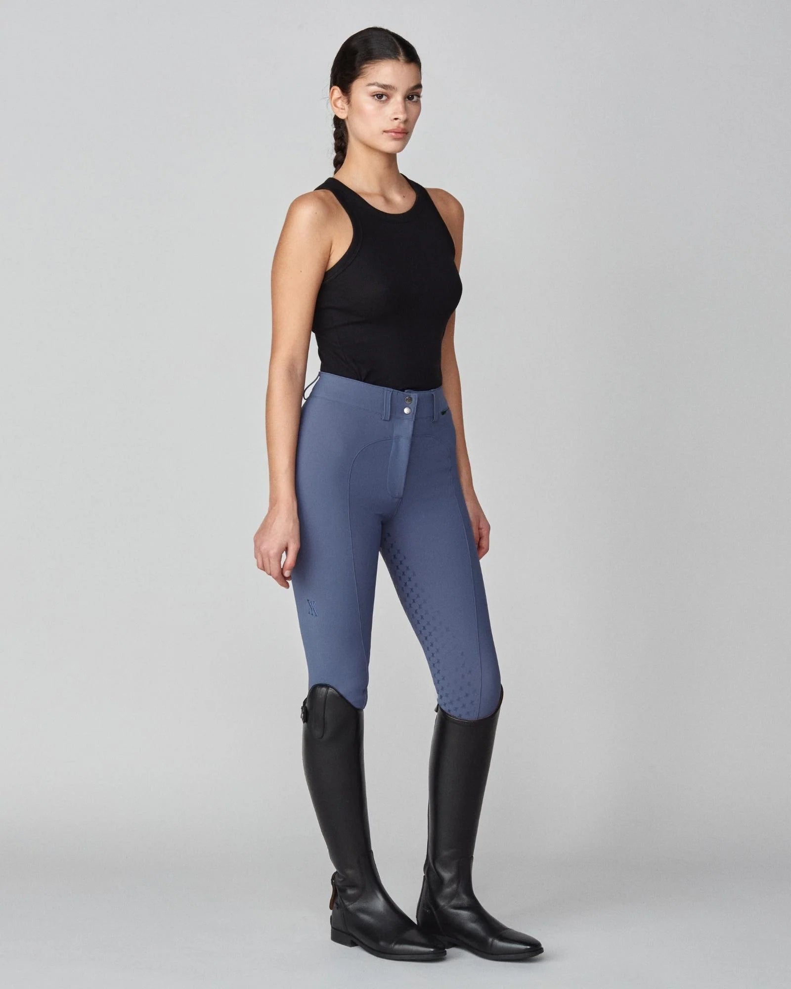 High-Rise Compression Breeches in Slate Blue