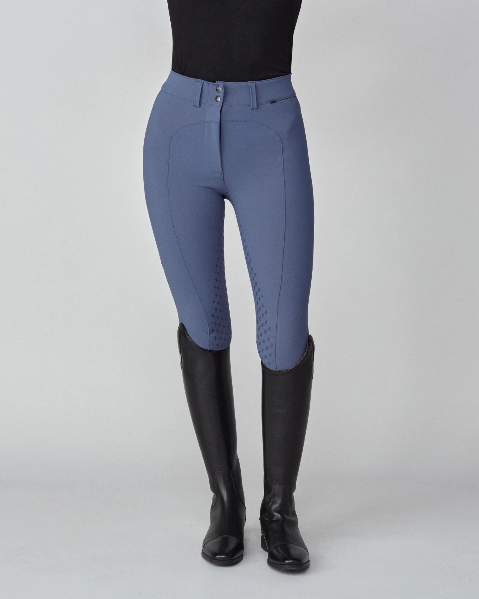 High-Rise Compression Breeches in Slate Blue