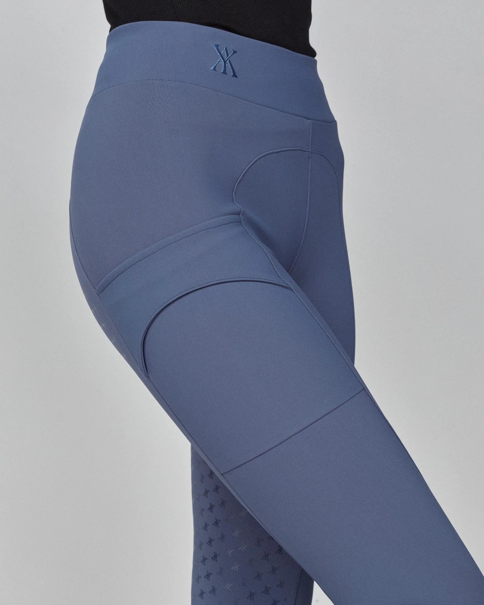 Compression Pull-On Riding Breeches in Slate Blue
