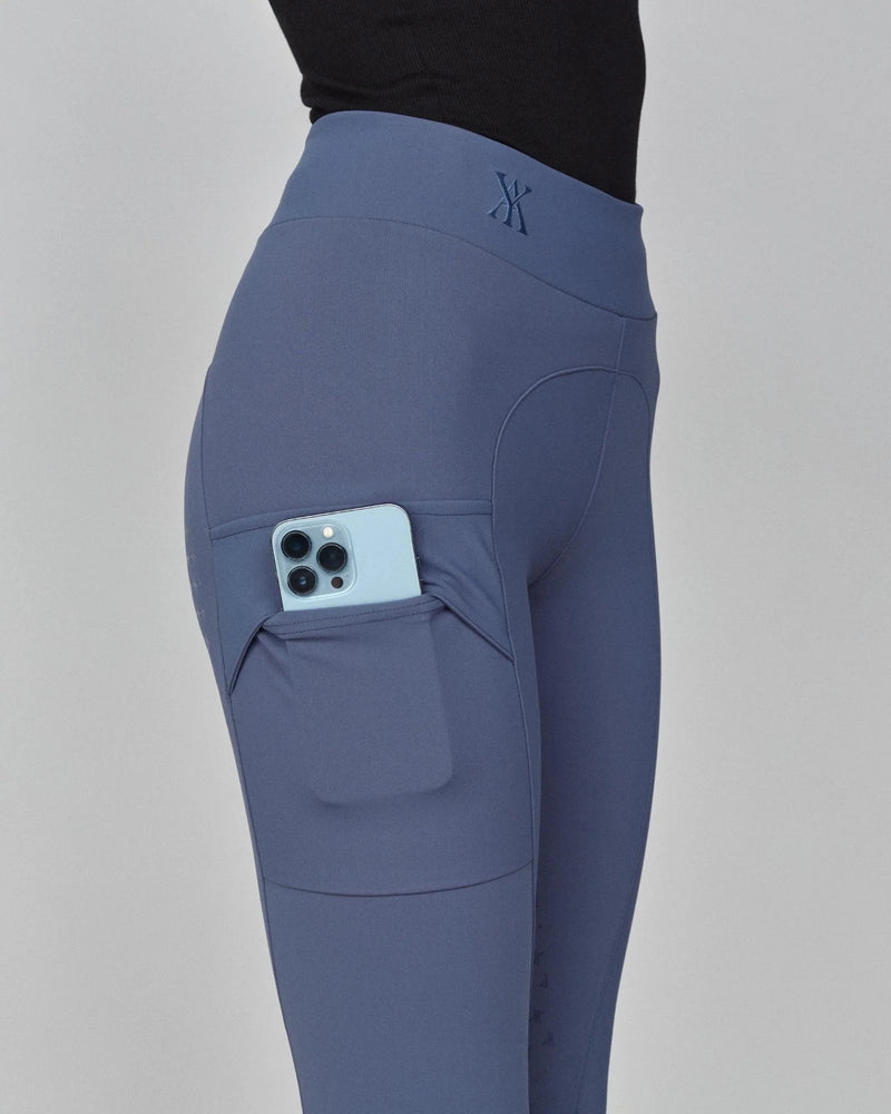 Compression Pull-On Riding Breeches in Slate Blue