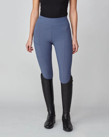 Compression Pull-On Riding Breeches in Slate Blue