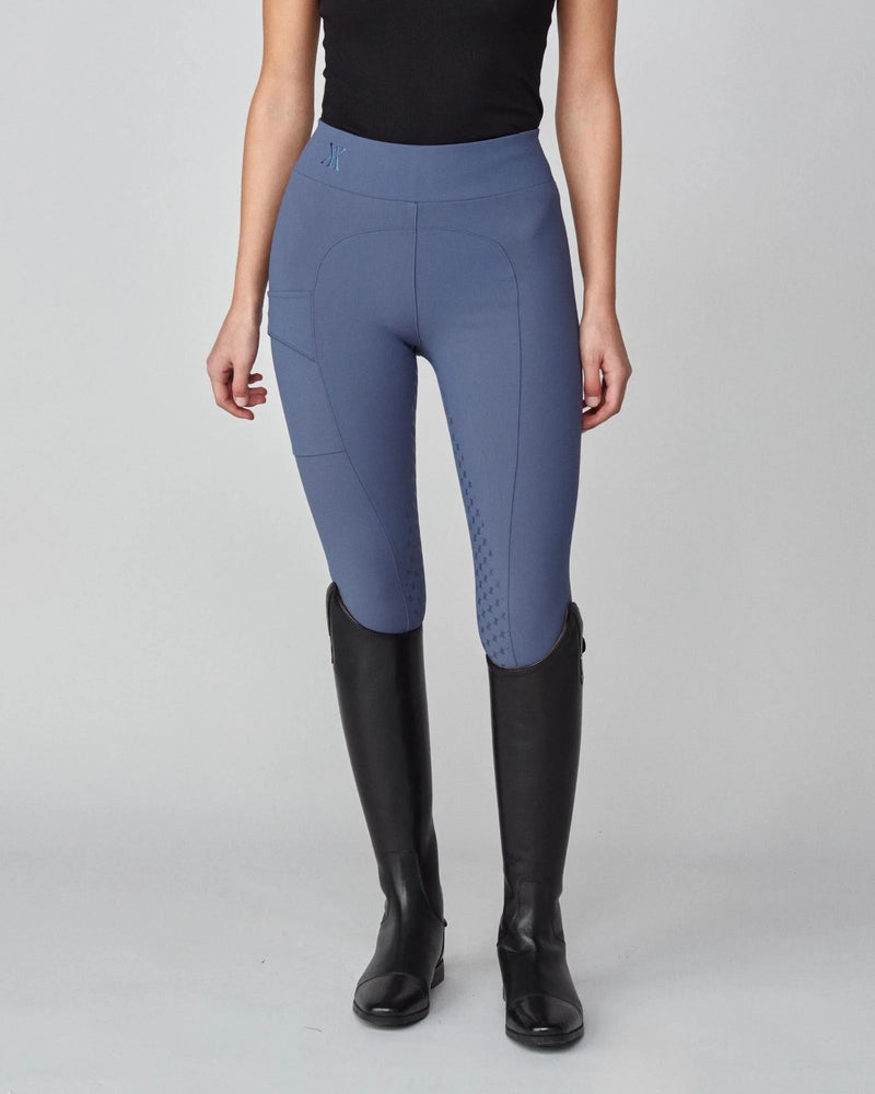 Compression Pull-On Riding Breeches in Slate Blue