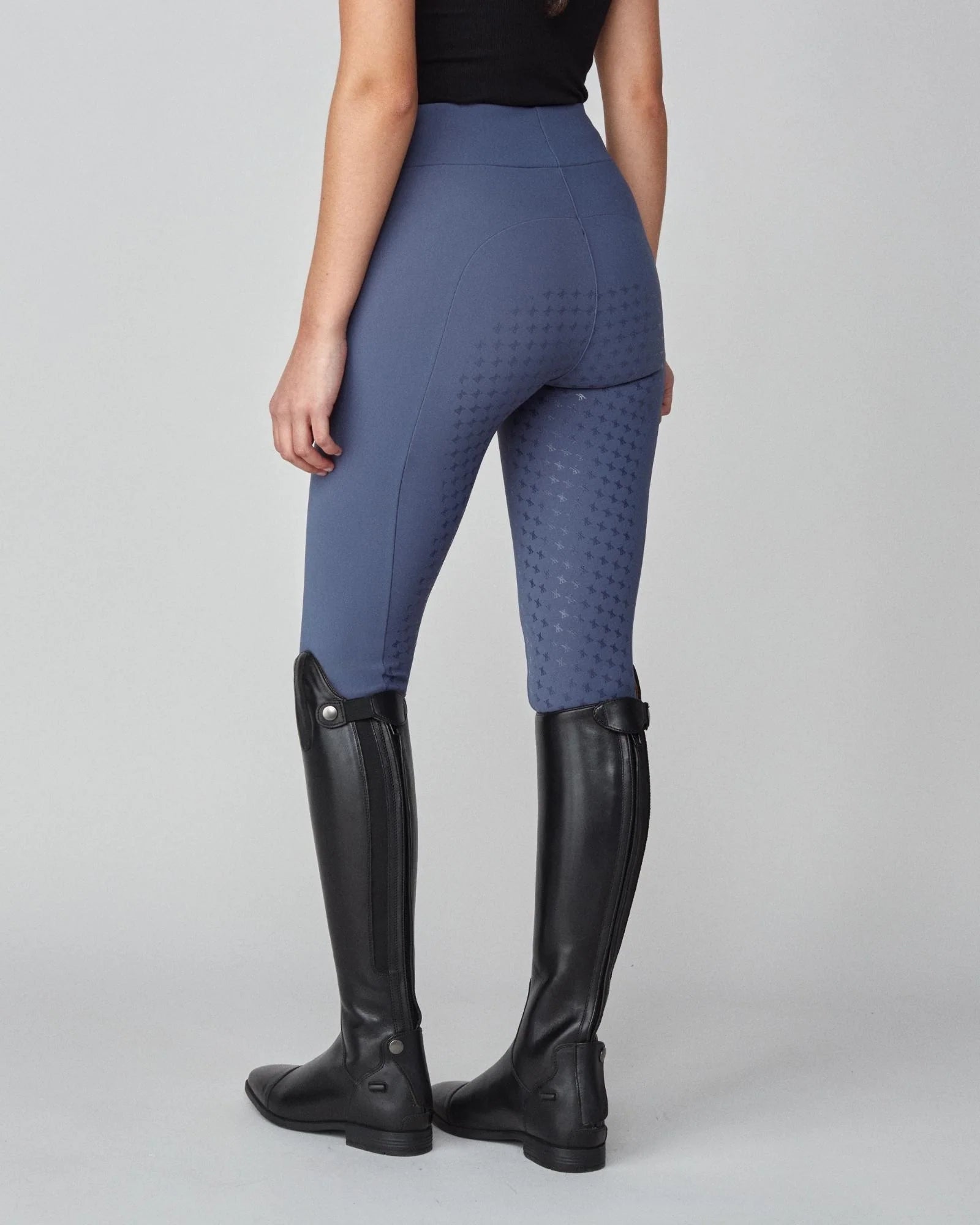 Compression Pull-On Riding Breeches in Slate Blue