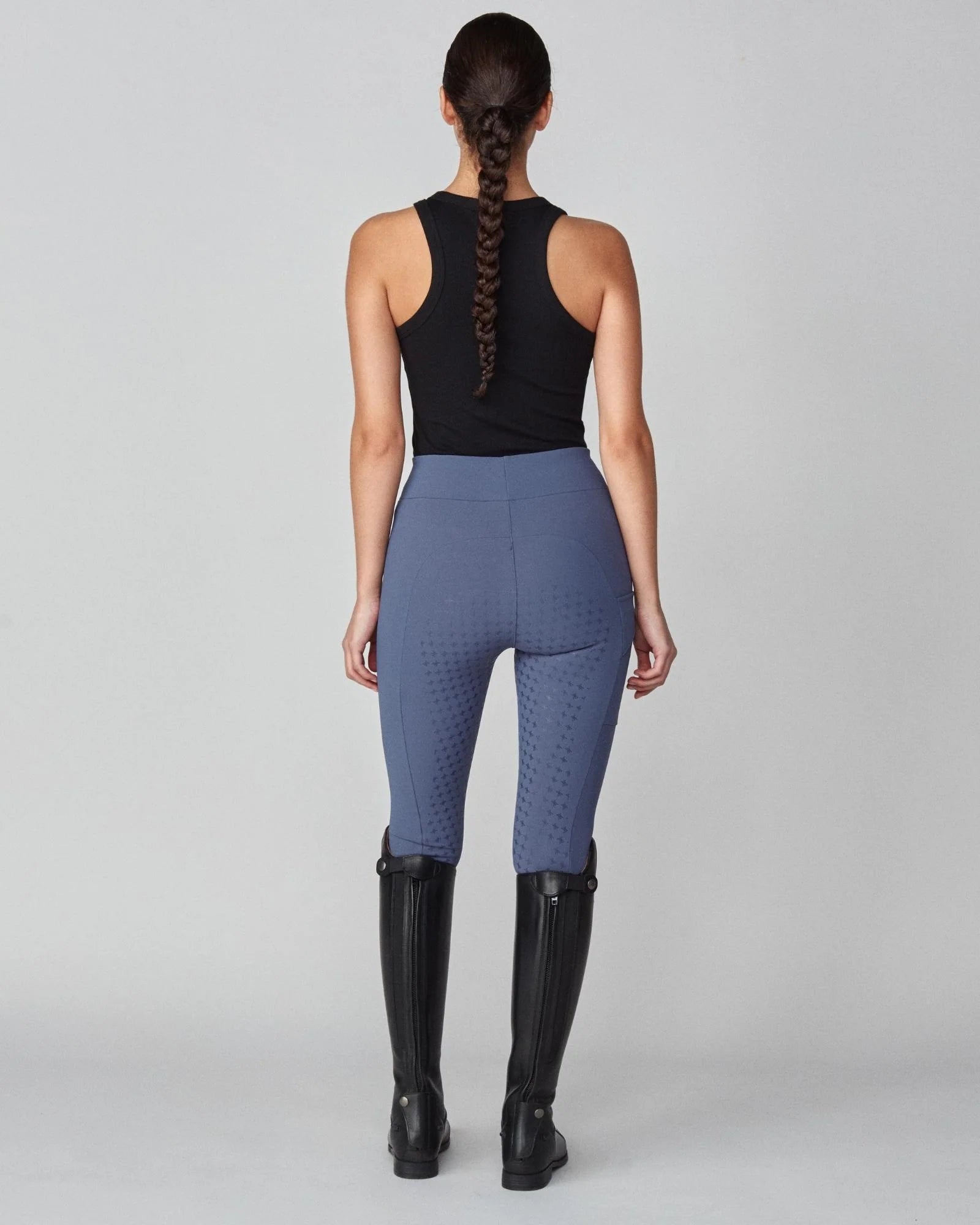 Compression Pull-On Riding Breeches in Slate Blue