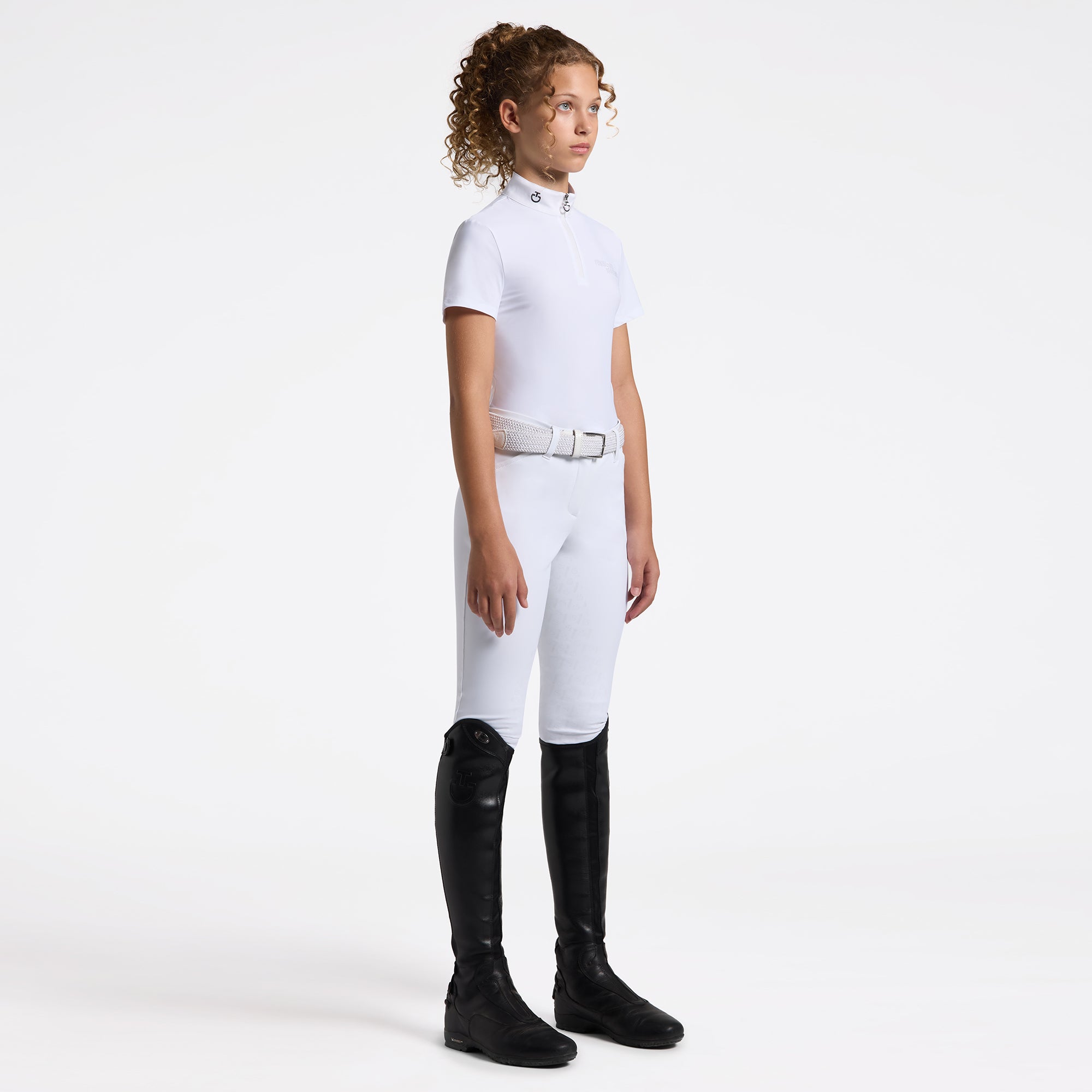 Girl's Jersey Short Sleeve Show Shirt in White