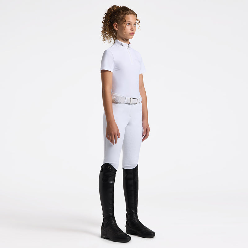 Girl's Jersey Short Sleeve Show Shirt in White