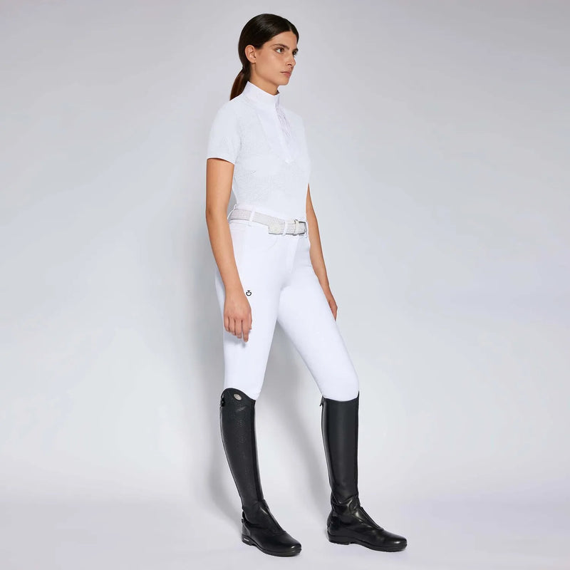 Perforated Short Sleeve Show Shirt in White