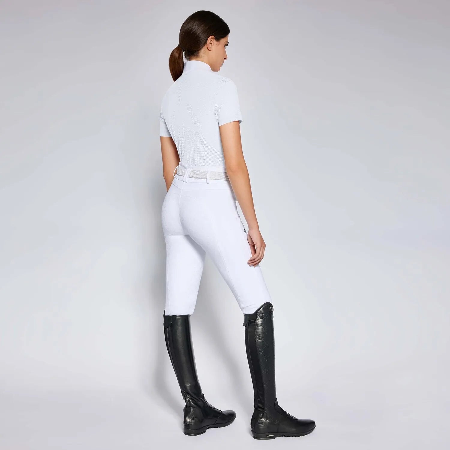Perforated Short Sleeve Show Shirt in White