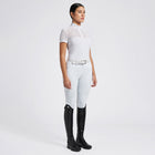 Perforated Jacquard Zip Short Sleeve Show Shirt in White