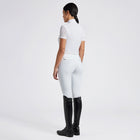 Perforated Jacquard Zip Short Sleeve Show Shirt in White