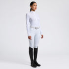 Heat-Sealed Perforated Bib Long Sleeve Show Shirt in White