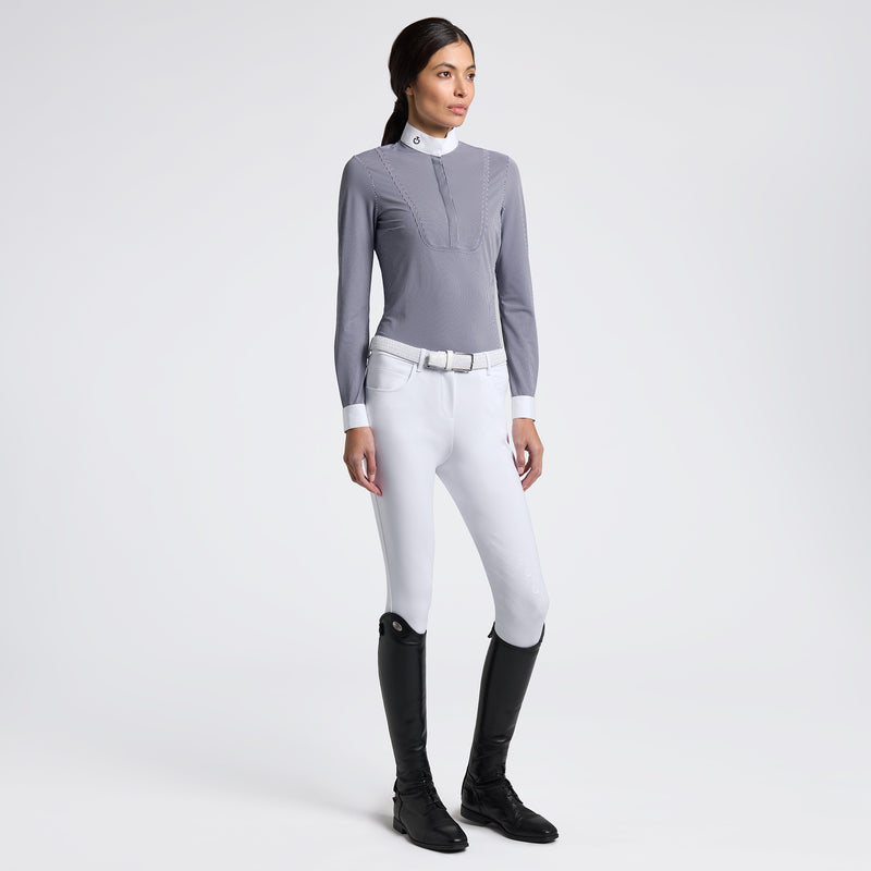 Striped Long Sleeve Show Shirt in Navy