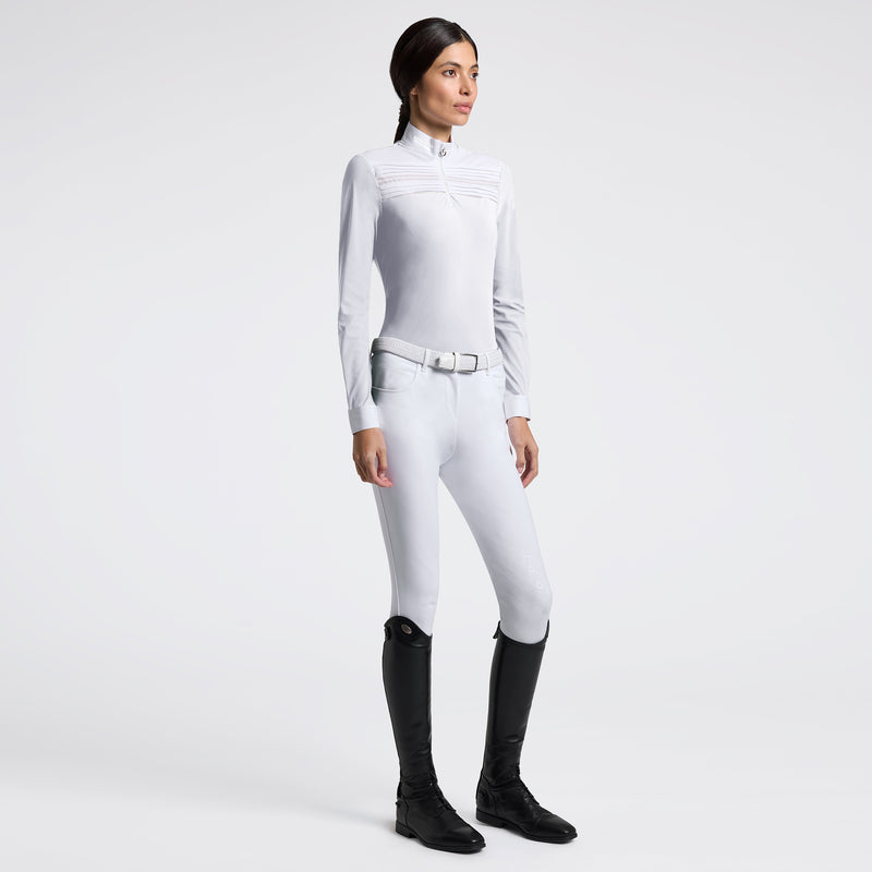 Pleated Long Sleeve Show Shirt in White