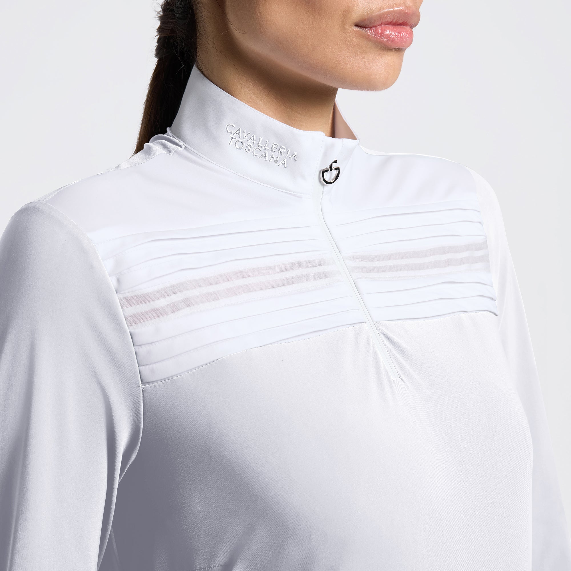 Pleated Long Sleeve Show Shirt in White