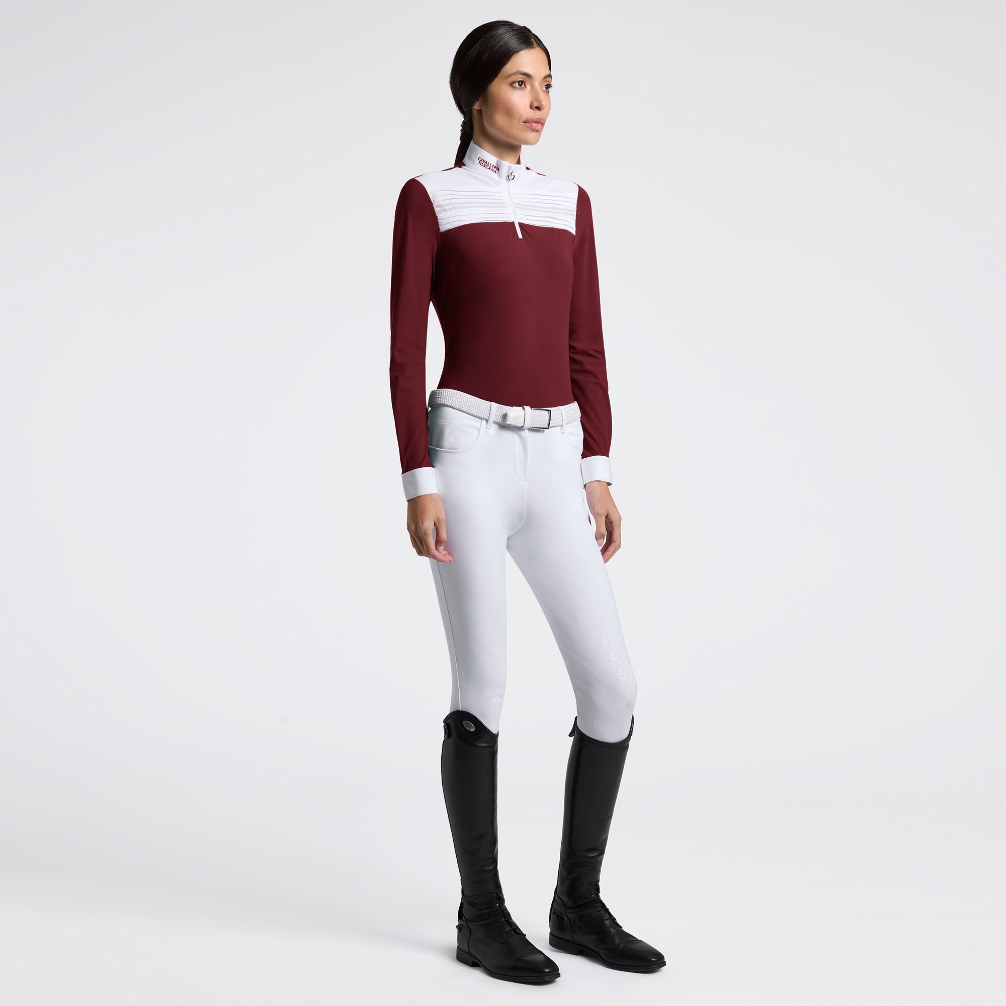 Pleated Long Sleeve Show Shirt in Bordeaux