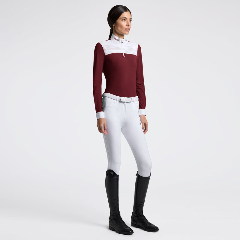Pleated Long Sleeve Show Shirt in Bordeaux