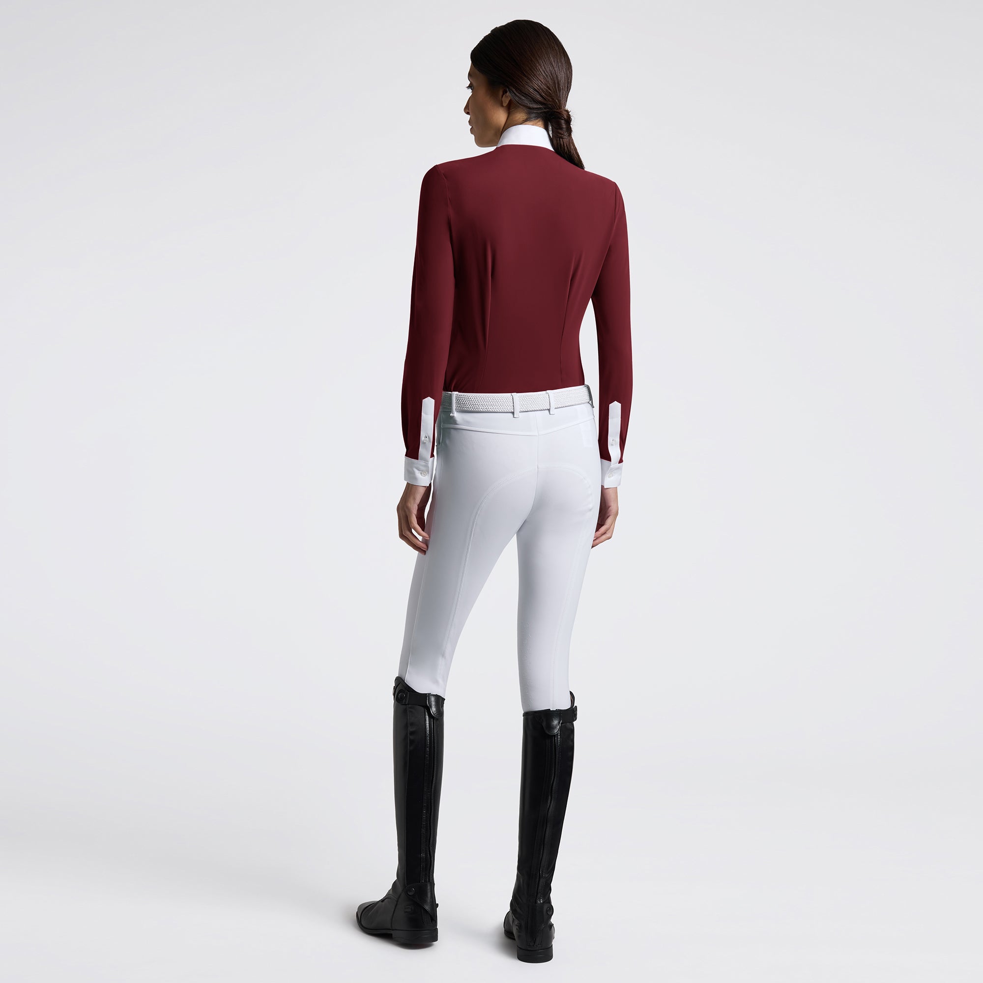 Pleated Long Sleeve Show Shirt in Bordeaux