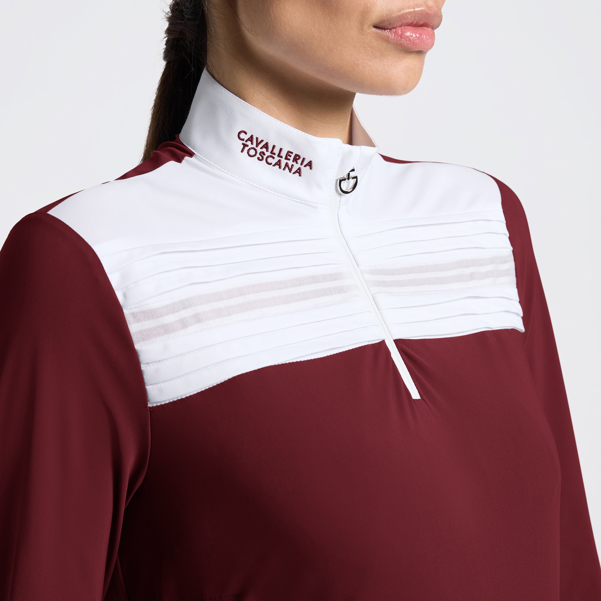 Pleated Long Sleeve Show Shirt in Bordeaux