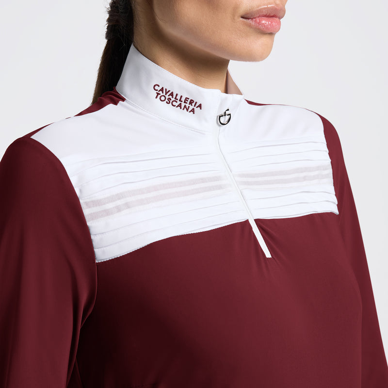 Pleated Long Sleeve Show Shirt in Bordeaux