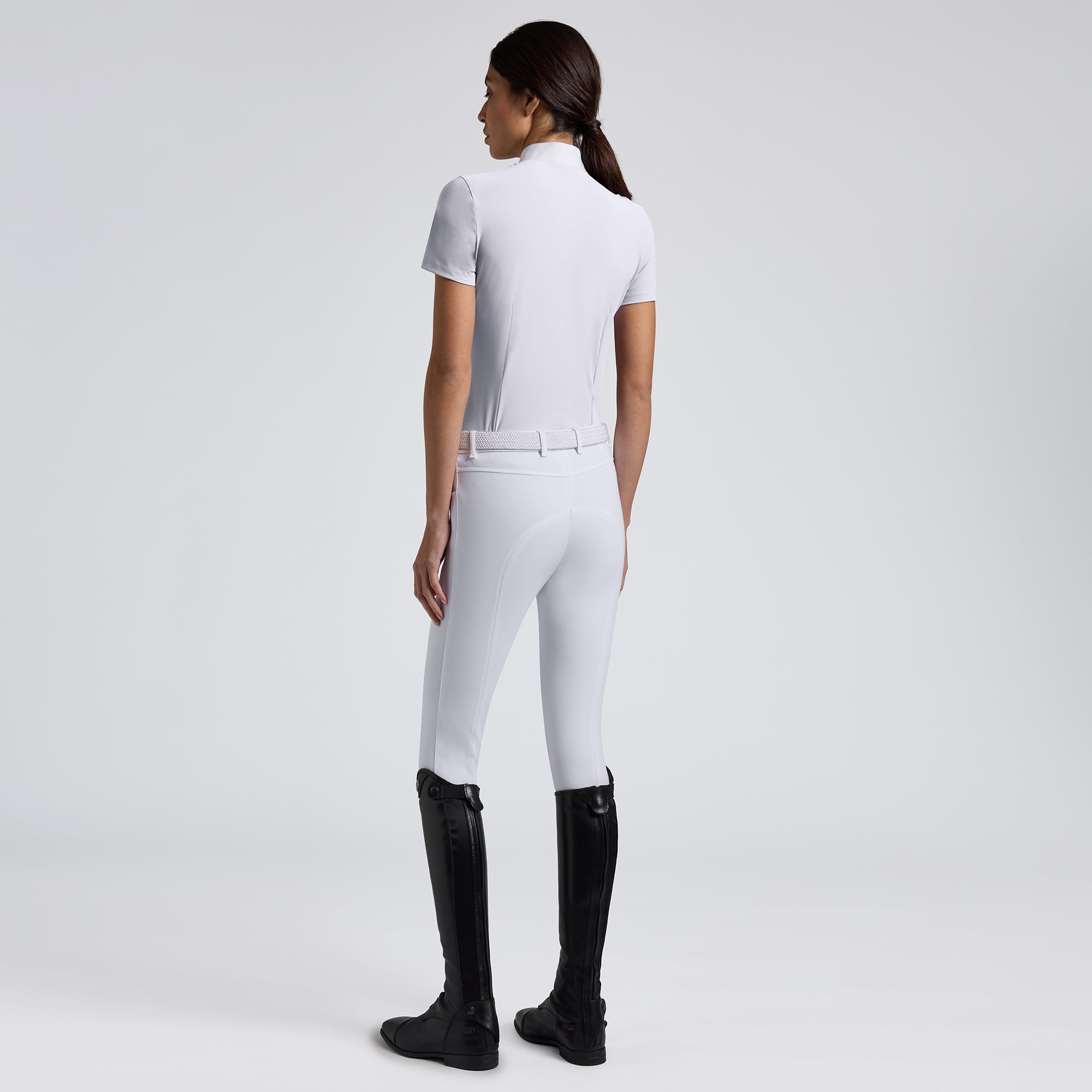 Jersey Mesh Inserts Short Sleeve Show Shirt in White