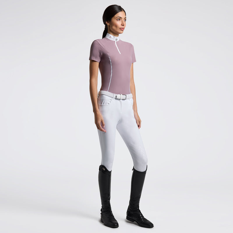 Jersey Mesh Inserts Short Sleeve Show Shirt in Grape Shake