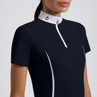 Jersey Mesh Inserts Short Sleeve Show Shirt in Navy