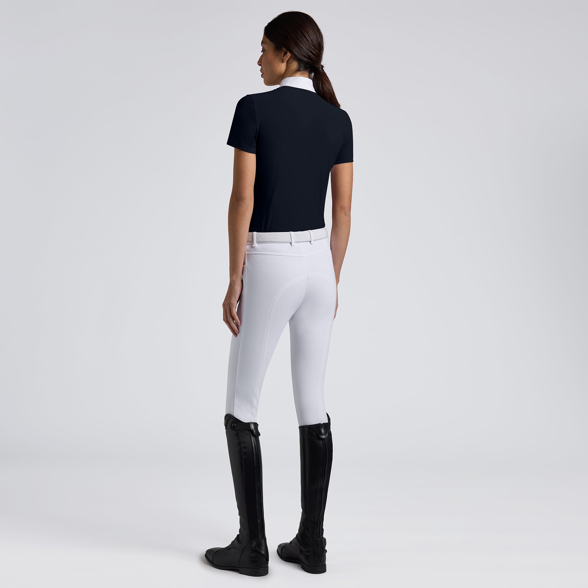 Jersey Mesh Inserts Short Sleeve Show Shirt in Navy