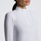 Laser-Cut Technical Knit Long Sleeve Show Shirt in White
