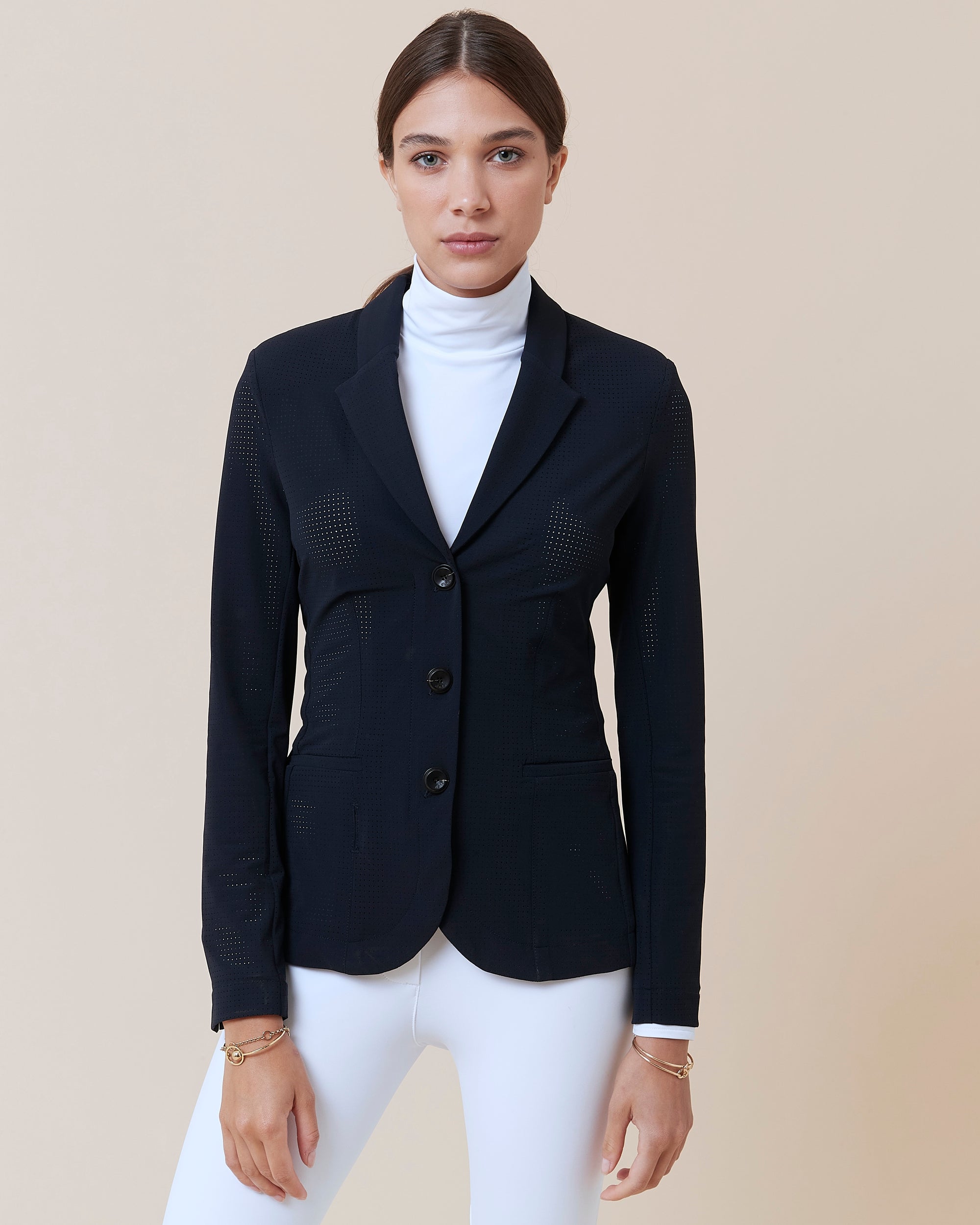 Cadence Perforated Show Jacket in Navy