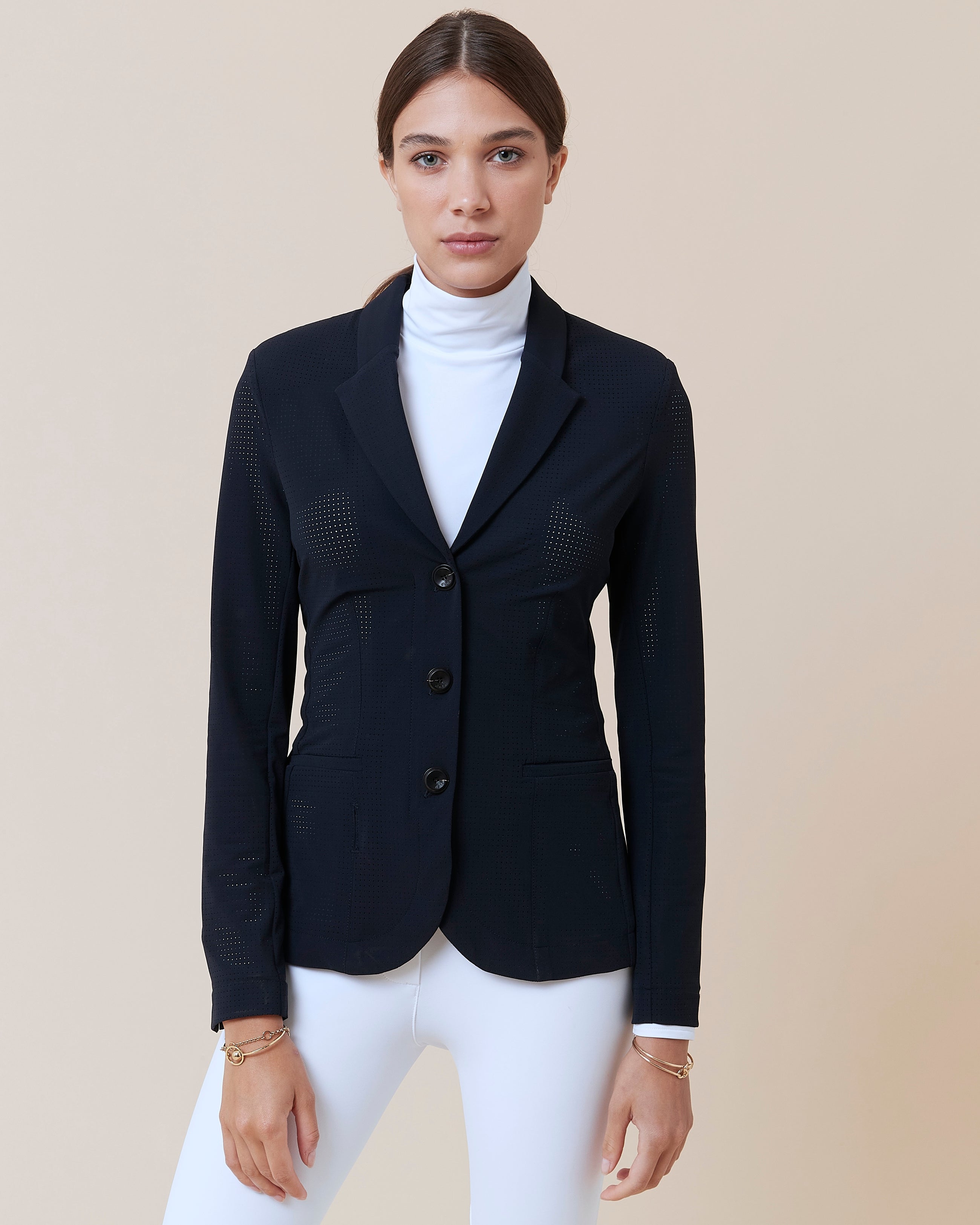 Cadence Perforated Show Jacket in Navy