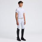 Boy's Perforated Short Sleeve Show Shirt in White
