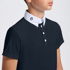 Boy's Perforated Competition Short Sleeve Shirt in Navy