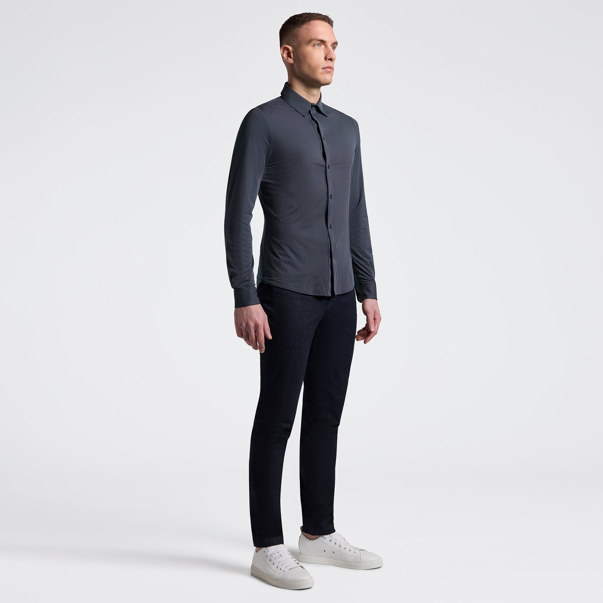 Guibert Oxford Long Sleeve Show Shirt in Slate Blue