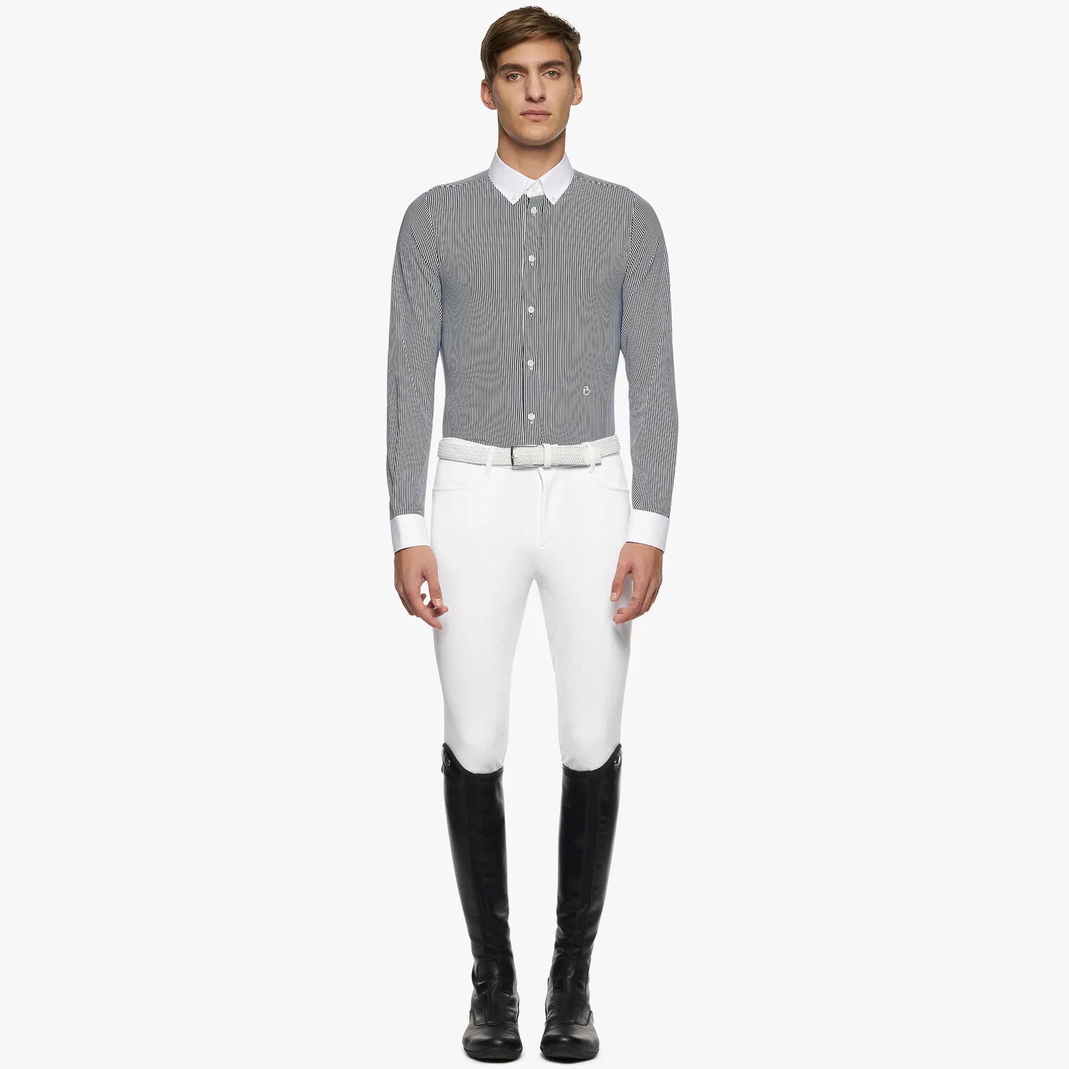 Guibert Oxford Long Sleeve Show Shirt in Black/White