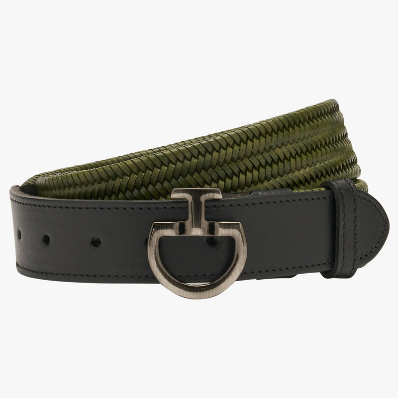 Woven Elastic Fabric Belt in Forest Green
