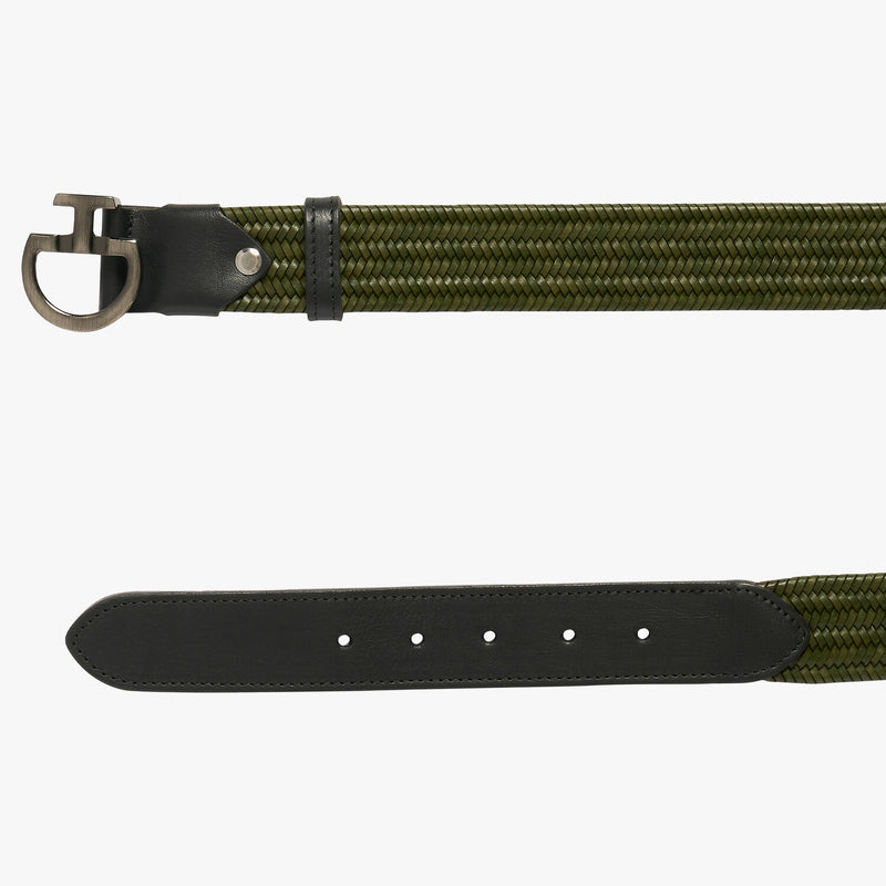 Woven Elastic Fabric Belt in Forest Green